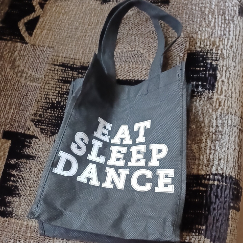 4/$30 Black & White Tote Bag with 'Eat Sleep Dance' Print